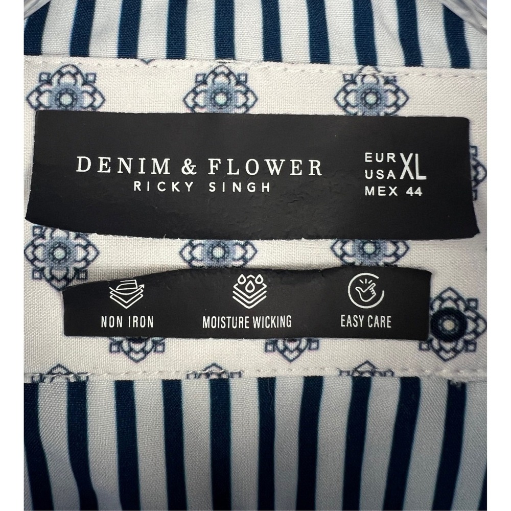 Denim & Flower Mens XL Long Sleeve Button Up Plaid Shirt Non Iron Dress Shirt - Picture 3 of 6
